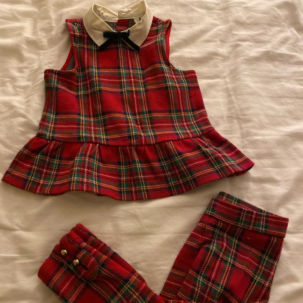 Janie and Jack red plaid Christmas Holiday size 4